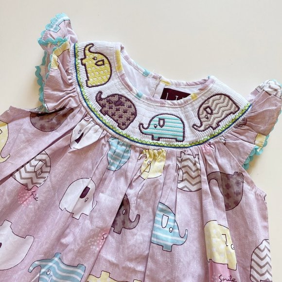 Lil Cactus Smocked Elephant Dress | 2T - Picture 1 of 6